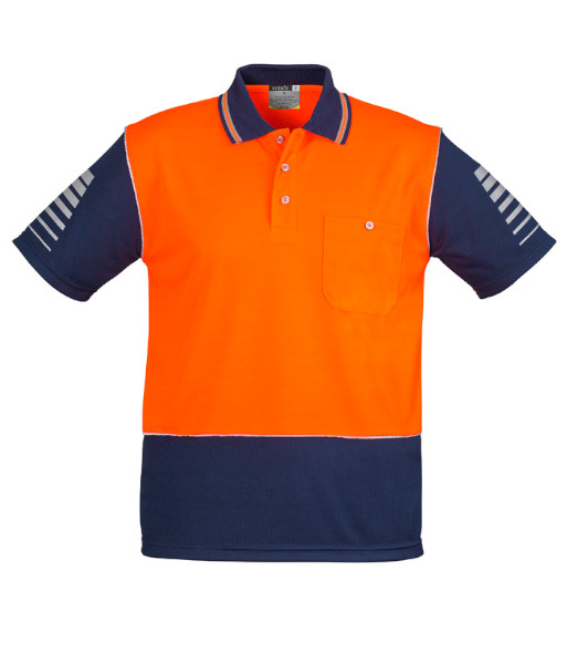 ZH236 Syzmik Mens Hi Vis Day Only Short Sleeve Zone Polo, Orange/Navy, Sizes S to 7XL