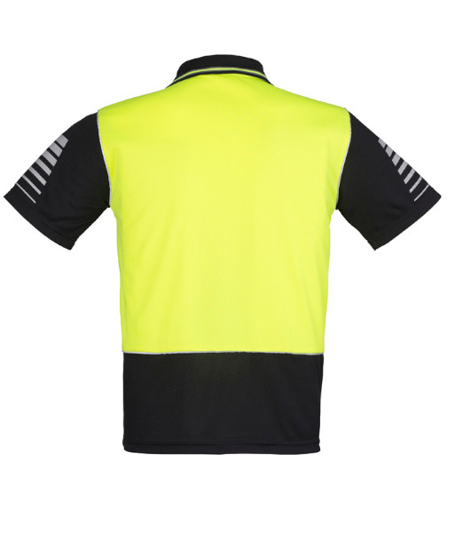 ZH236 Syzmik Mens Hi Vis Day Only Short Sleeve Zone Polo, Yellow/Black, Sizes S to 7XL
