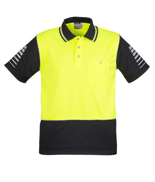 ZH236 Syzmik Mens Hi Vis Day Only Short Sleeve Zone Polo, Yellow/Black, Sizes S to 7XL