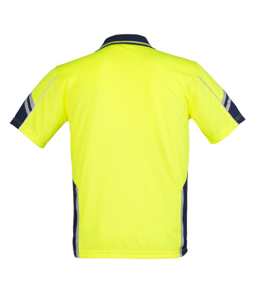 ZH237 Syzmik Mens Hi Vis Day Only Short Sleeve Squad Polo, Yellow/Navy, Sizes XS to 7XL