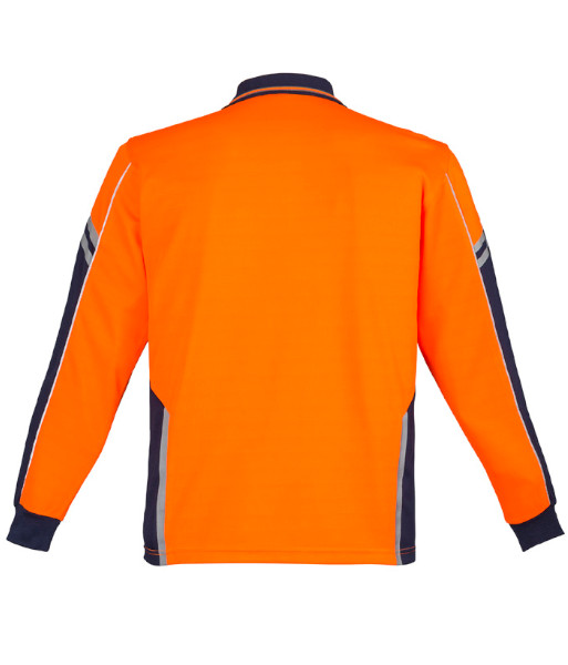 ZH238 Syzmik Mens Hi Vis Day Only Long Sleeve Squad Polo, Orange/Navy, Sizes XS to 7XL