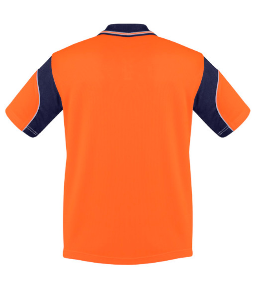 ZH248 Syzmik Mens Hi Vis Day Only Short Sleeve Aztec Polo, Orange/Navy, Sizes XS to 7XL