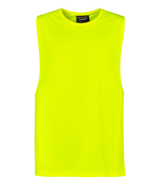 ZH297 Syzmik Mens Hi Vis Day Only Sleeveless Tee, Yellow, Sizes 2XS to 7XL