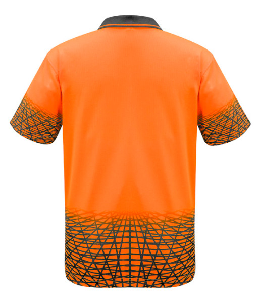 ZH300 Syzmik Mens Hi Vis Day Only Short Sleeve Tracks Polo, Orange/Charcoal, Sizes XS to 7XL