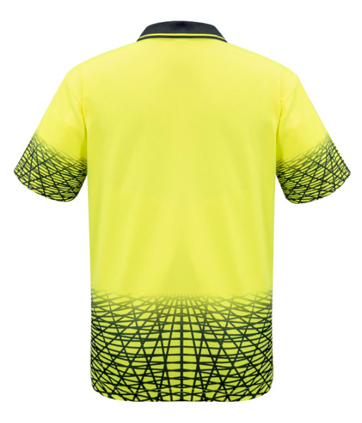 ZH300 Syzmik Mens Hi Vis Day Only Short Sleeve Tracks Polo, Yellow/Navy, Sizes XS to 7XL