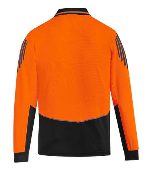 ZH310 Syzmik Mens Hi Vis Day Only Long Sleeve Flux Polo, Orange/Black, Sizes 2XS to 7XL