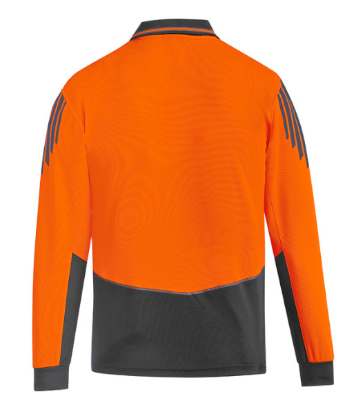 ZH310 Syzmik Mens Hi Vis Day Only Long Sleeve Flux Polo, Orange/Charcoal, Sizes 2XS to 7XL