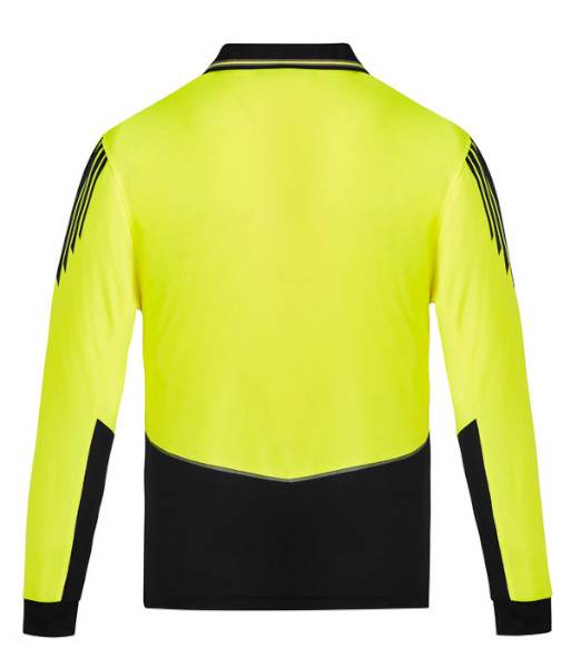 ZH310 Syzmik Mens Hi Vis Day Only Long Sleeve Flux Polo, Yellow/Black, Sizes 2XS to 7XL
