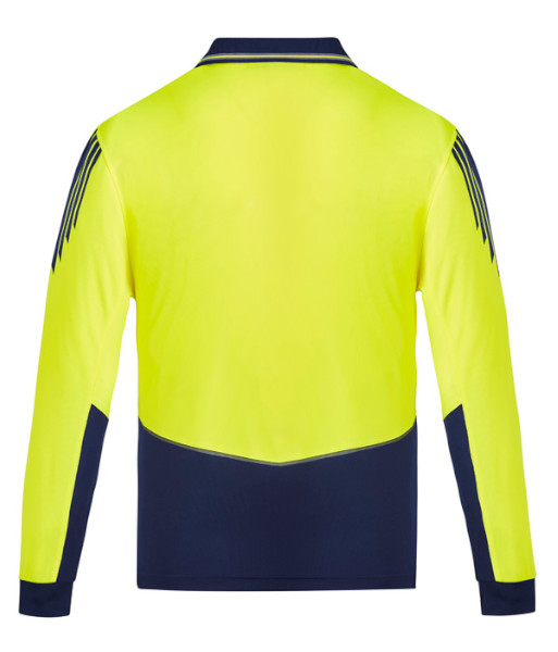 ZH310 Syzmik Mens Hi Vis Day Only Long Sleeve Flux Polo, Yellow/Navy, Sizes 2XS to 7XL
