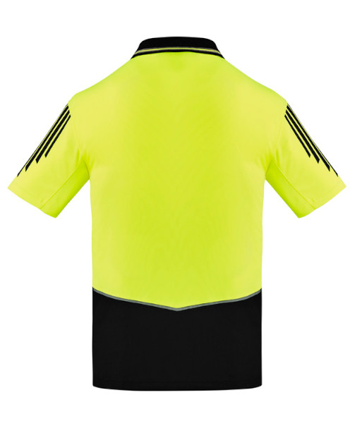 ZH315 Syzmik Mens Hi Vis Day Only Short Sleeve Flux Polo, Yellow/Black, Sizes 2XS to 7XL