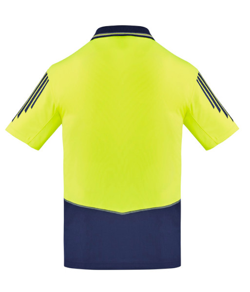 ZH315 Syzmik Mens Hi Vis Day Only Short Sleeve Flux Polo, Yellow/Navy, Sizes 2XS to 7XL