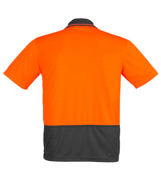ZH415 Syzmik Mens Hi Vis Day Only Short Sleeve Comfort Back Polo, Orange/Charcoal, Sizes 2XS to 7XL
