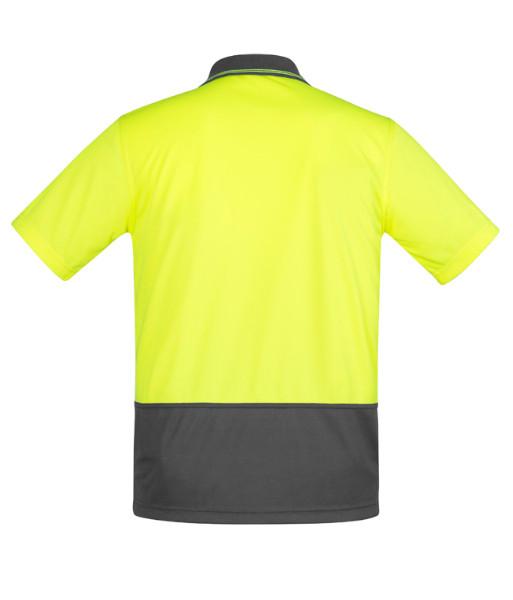 ZH415 Syzmik Mens Hi Vis Day Only Short Sleeve Comfort Back Polo, Yellow/Charcoal, Sizes 2XS to 7XL