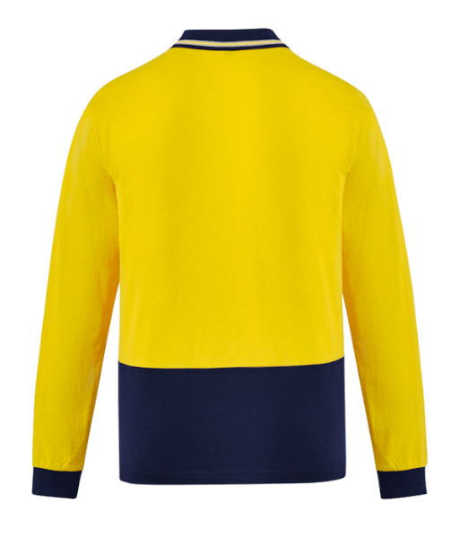ZH430 Syzmik Mens Hi Vis Day Only Long Sleeve Cotton Polo, Yellow/Navy, Sizes 2XS to 7XL
