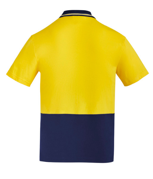 ZH435 Syzmik Mens Hi Vis Day Only Short Sleeve Cotton Polo, Yellow/Navy, Sizes 2XS to 7XL