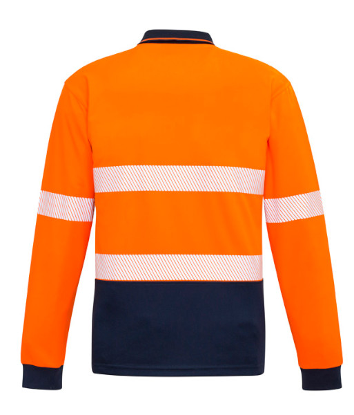 ZH530 Syzmik Unisex Hi Vis Day/Night Long Sleeve Segmented Tape Polo, Orange/Navy, Sizes 2XS to 7XL
