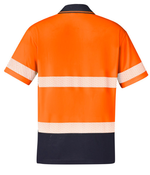 ZH535 Syzmik Unisex Hi Vis Day/Night Short Sleeve Segmented Tape Polo, Orange/Navy, Sizes 2XS to 7XL