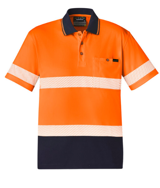 ZH535 Syzmik Unisex Hi Vis Day/Night Short Sleeve Segmented Tape Polo, Orange/Navy, Sizes 2XS to 7XL