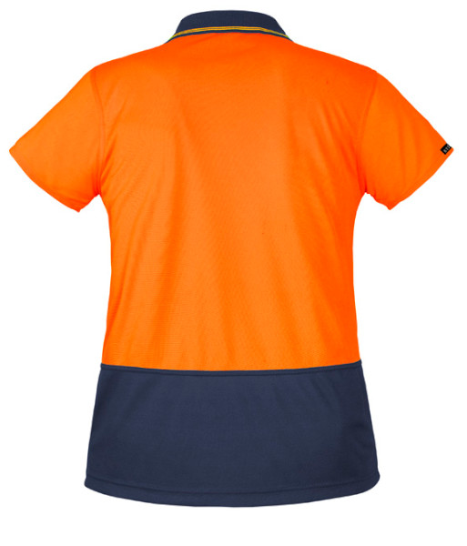 ZH731 Syzmik Womens Hi Vis Day Only Short Sleeve Basic Polo, Orange/Navy, Sizes 4 to 24