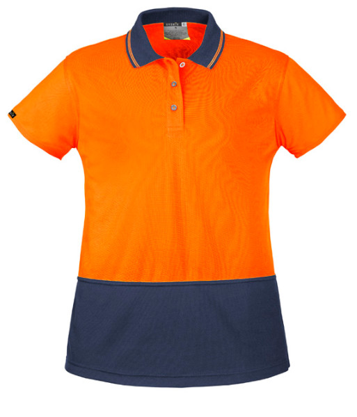 ZH731 Syzmik Womens Hi Vis Day Only Short Sleeve Basic Polo, Orange/Navy, Sizes 4 to 24