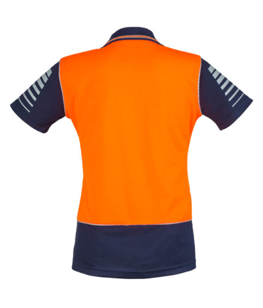ZHL236 Syzmik Womens Hi Vis Day Only Short Sleeve Zone Polo, Orange/Navy, Sizes 8 to 24