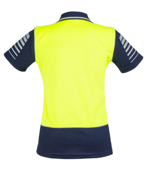 ZHL236 Syzmik Womens Hi Vis Day Only Short Sleeve Zone Polo, Yellow/Navy, Sizes 8 to 24
