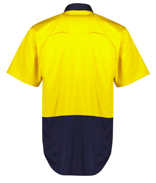 ZW115 Syzmik Mens Hi Vis Day Only Short Sleeve Shirt, Yellow/Navy, Sizes 2XS to 7XL