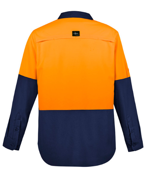 ZW468 Syzmik Mens Hi Vis Day Only Outdoor Long Sleeve Shirt, Orange/Navy, Sizes 2XS to 7XL