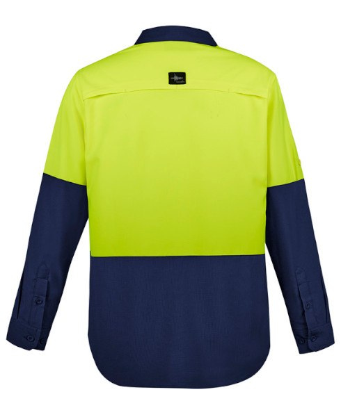 ZW468 Syzmik Mens Hi Vis Day Only Outdoor Long Sleeve Shirt, Yellow/Navy, Sizes 2XS to 7XL