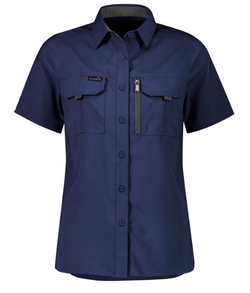 ZW765 Syzmik Womens Outdoor Short Sleeve Shirt, Navy, Sizes 6 to 24