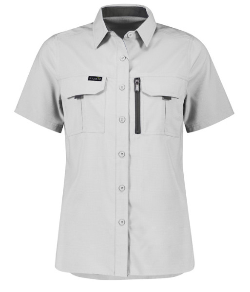 ZW765 Syzmik Womens Outdoor Short Sleeve Shirt, Stone, Sizes 6 to 24
