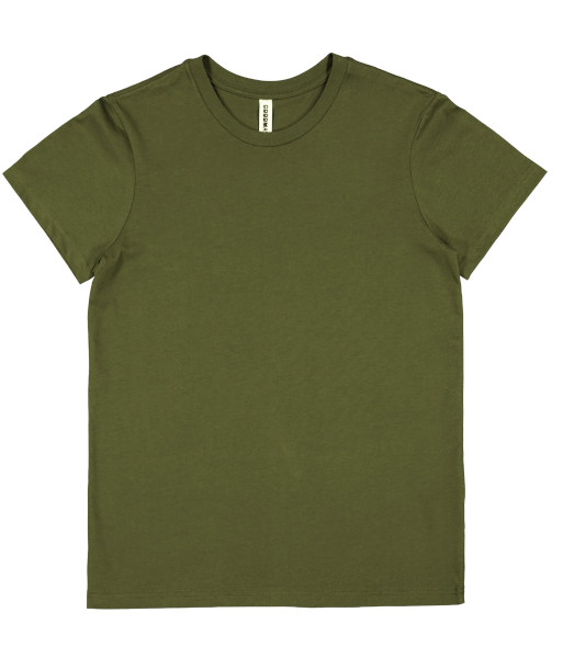 Z1001W Goodmates Womens Basic Short Sleeve Cotton Tee, Army, Sizes XS to 3XL