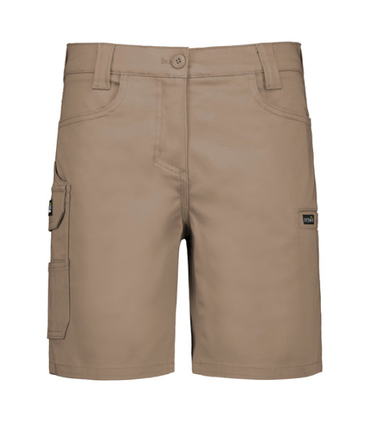 ZS735 Syzmik Womens Essential Stretch Cargo Short, Khaki, Sizes 4 to 24