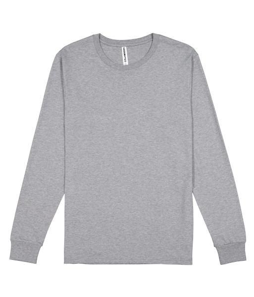 X1002M Goodmates Mens Basic Long Sleeve Cotton Tee, Grey Marle, Sizes S to 5XL