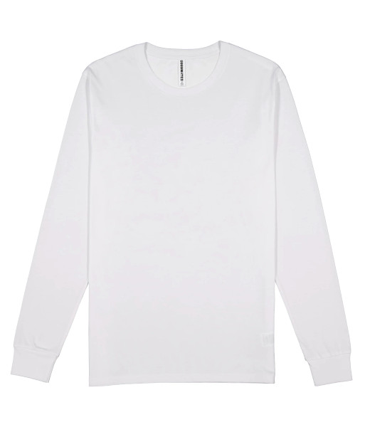 X1002M Goodmates Mens Basic Long Sleeve Cotton Tee, White, Sizes S to 5XL