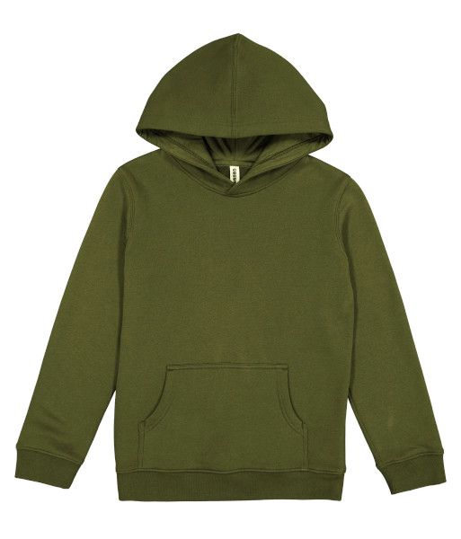 X1003K Goodmates Kids Basic Cotton Hoodie, Army, Sizes 4 to 8