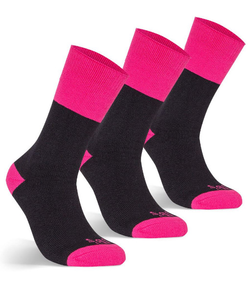 6WWS3 JB’s Wear Ladies Work Socks 3 Pack, Black/Pink