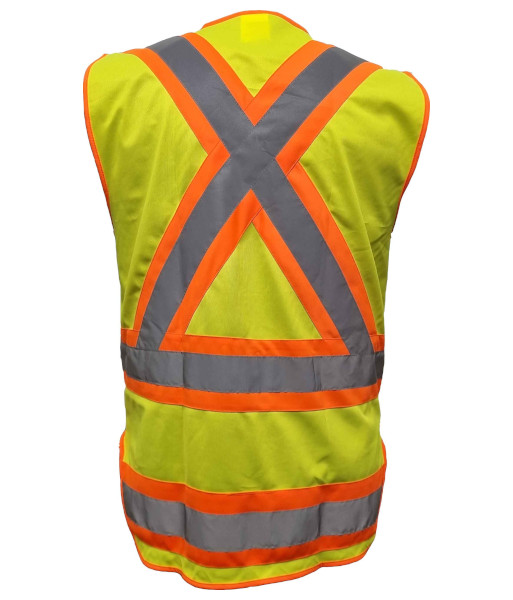 AVEST311 Esko Hi Vis Day/Night X-Back Vest, Yellow/Orange, Sizes XS to 10XL