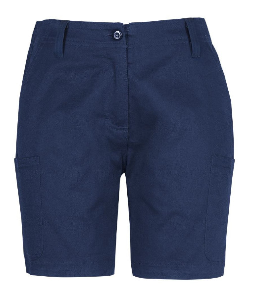 6MTS1 JB’s Ladies Multi Pocket Stretch Twill Short, Navy, Sizes 6 to 16