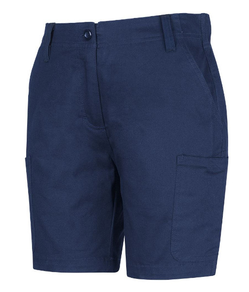 6MTS1 JB’s Ladies Multi Pocket Stretch Twill Short, Navy, Sizes 6 to 16