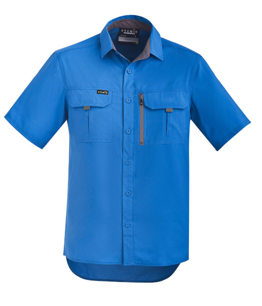 ZW465 Syzmik Mens Outdoor Short Sleeve Shirt, Cobalt, Sizes 2XS to 7XL