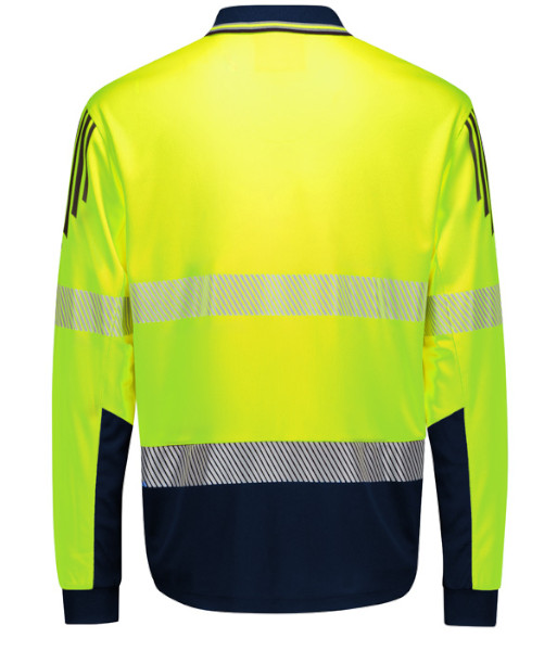ZH550 Syzmik Mens Hi Vis Day/Night Long Sleeve Flux Segmented Tape Polo, Yellow/Navy, Sizes 2XS to 7XL