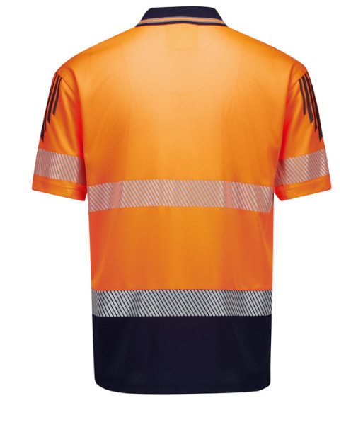 ZH555 Syzmik Mens Hi Vis Day/Night Short Sleeve Flux Segmented Tape Polo, Orange/Navy, Sizes 2XS to 7XL
