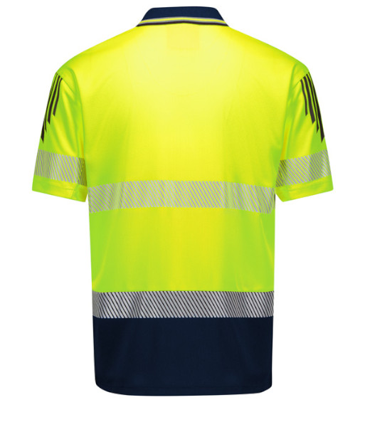 ZH555 Syzmik Mens Hi Vis Day/Night Short Sleeve Flux Segmented Tape Polo, Yellow/Navy, Sizes 2XS to 7XL
