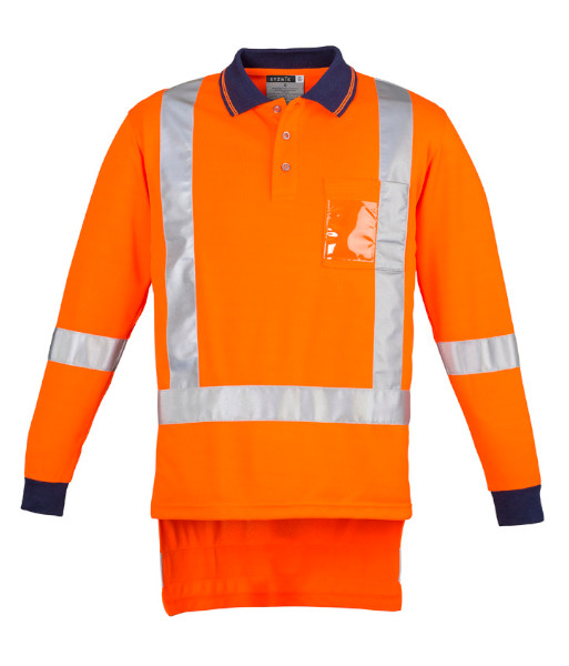 ZH242 Syzmik Mens TTMC-W23 Day/Night Long Sleeve Polo, Orange/Navy, Sizes S to 7XL