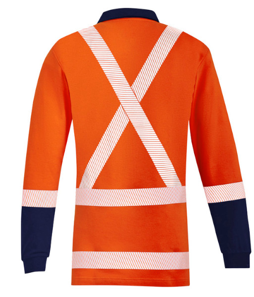 ZH670 Syzmik Mens Hi Vis TTMC-W23 Day/Night Short Sleeve Orange Flame X Back Taped Polo, Orange/Navy, Sizes XS to 5XL