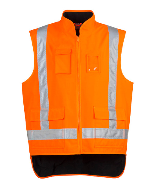 ZJ356 Syzmik Mens Hi Vis TTMC-W23 Day/Night Fleece Lined Vest, Orange, Sizes S to 7XL