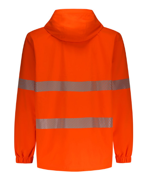 ZJ560 Syzmik Unisex Hi Vis Super Light Segmented Tape Packable Rain Jacket, Orange, Sizes 2XS to 7XL