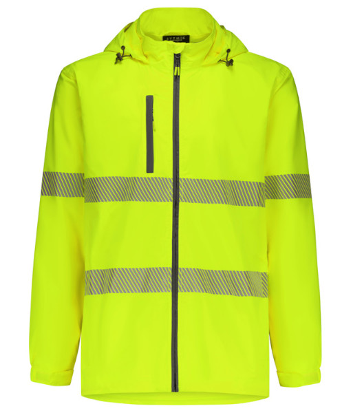 ZJ560 Syzmik Unisex Hi Vis Super Light Segmented Tape Packable Rain Jacket, Yellow, Sizes 2XS to 7XL