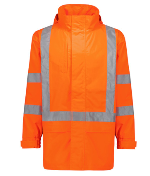 ZJ657 Syzmik Mens Hi Vis TTMC-W23 Day/Night X Back Ultralite Waterproof Jacket, Orange, Sizes 2XS to 7XL
